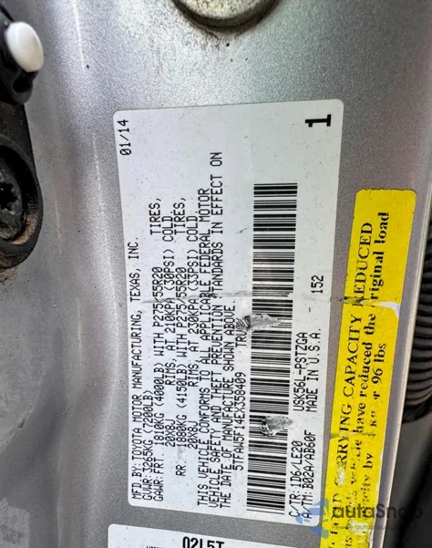 2014 Toyota Tundra Crewmax Platinum z USA, uszkodzony, nr VIN 5TFAW5F14EX358409